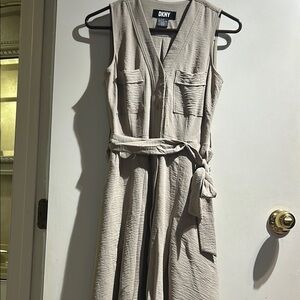 DKNY Tan Midi Dress Elegant and Versatile